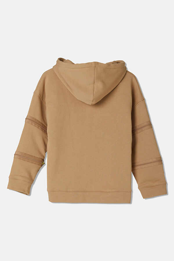 Kapüşonlu Bej Sweatshirt 2