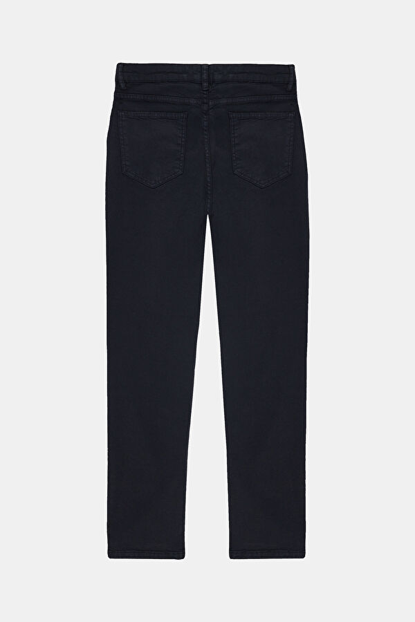 Navy Blue Straight Leg Lyocell Cotton Men's Trousers 2