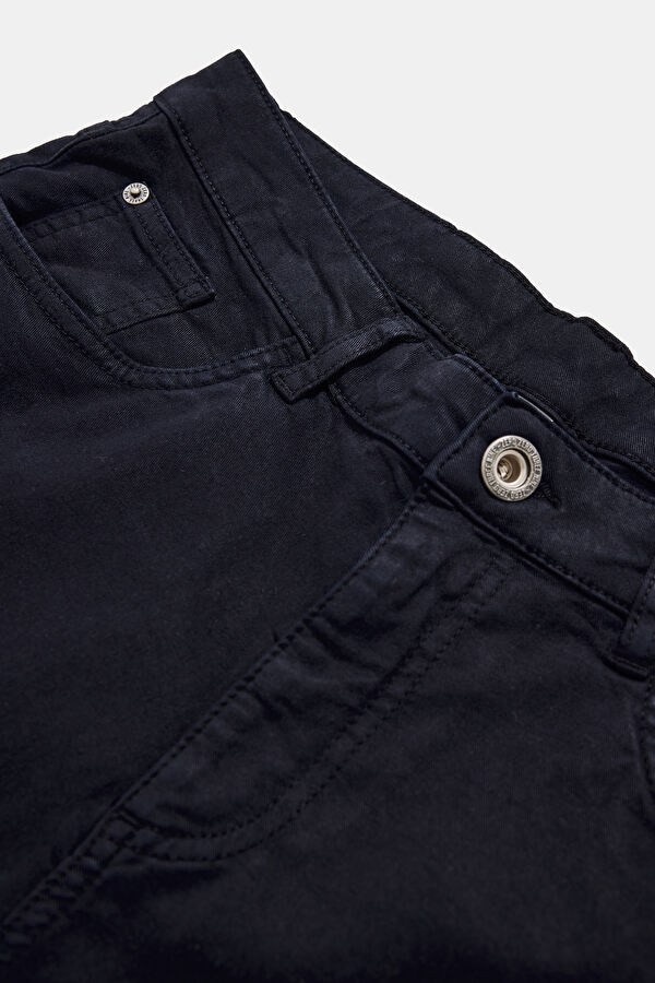 Navy Blue Straight Leg Lyocell Cotton Men's Trousers 3