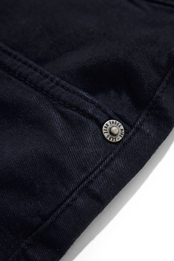 Navy Blue Straight Leg Lyocell Cotton Men's Trousers 4