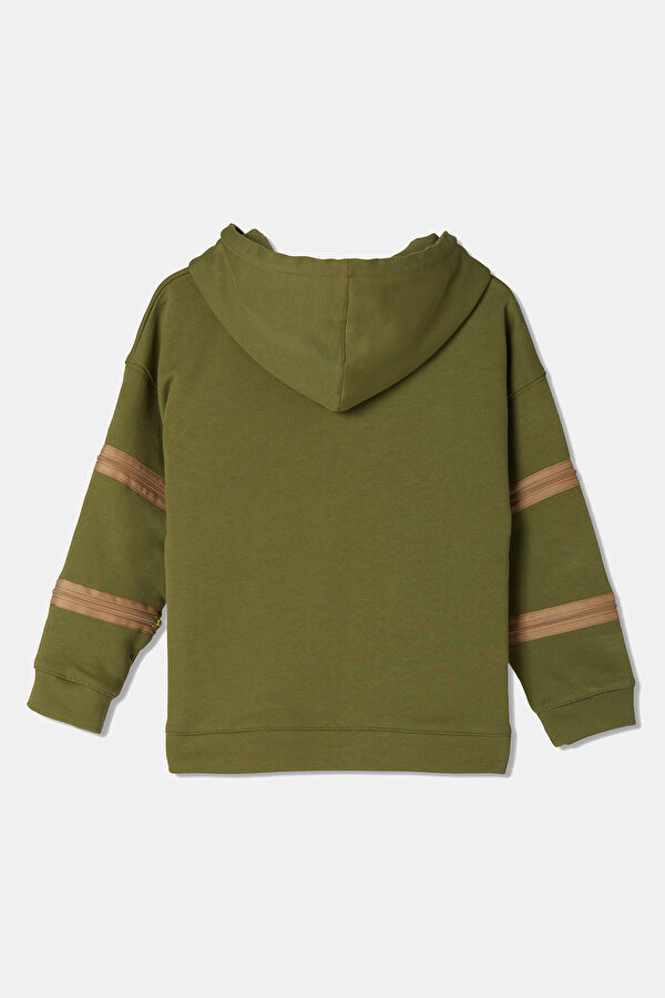 Kapüşonlu Haki Sweatshirt 2
