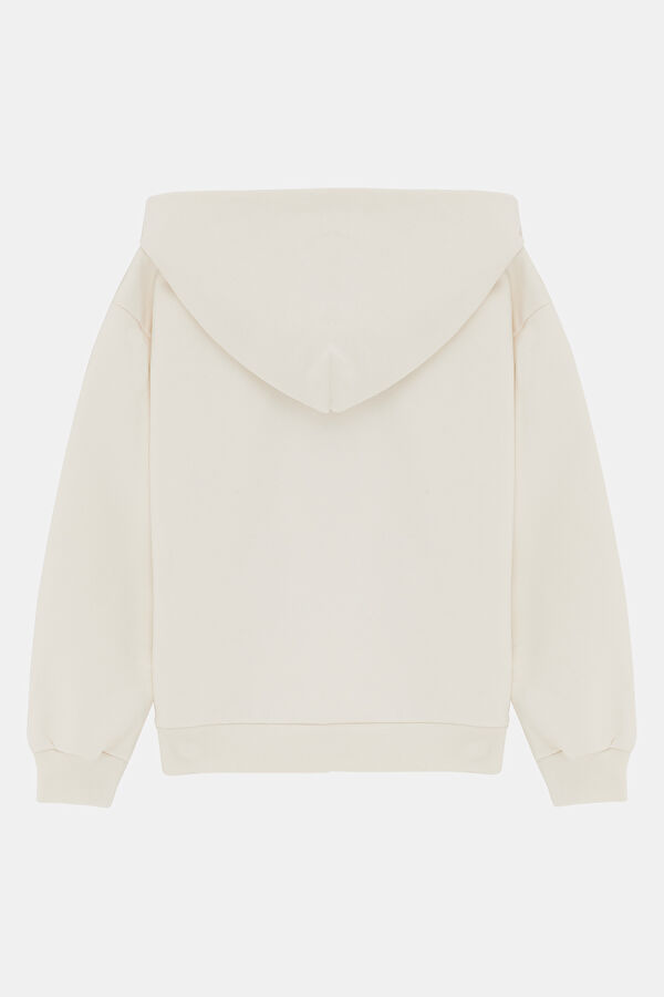 Krem Comfort Kapüşonlu Çocuk Sweatshirt 2