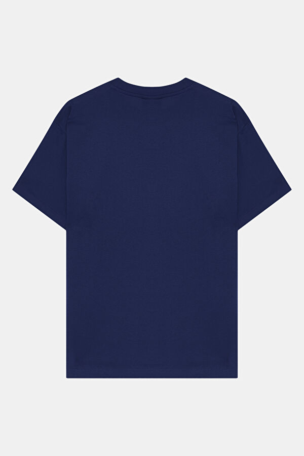 Relax Kalıp Bisiklet Yaka Lacivert T-Shirt 2