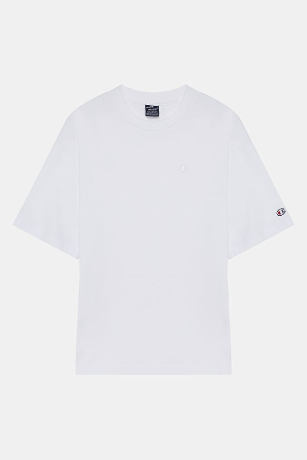 Relax Kalıp Bisiklet Yaka Beyaz T-Shirt