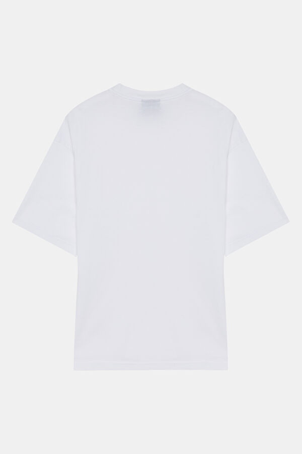 Relax Kalıp Bisiklet Yaka Beyaz T-Shirt 2