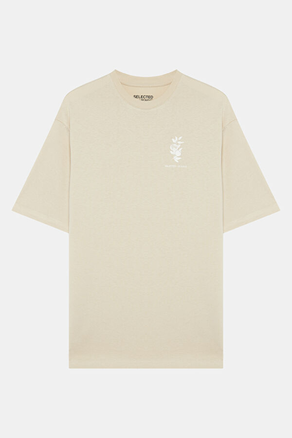 Bisiklet Yaka Krem Erkek T-Shirt