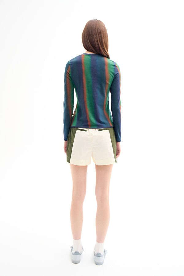 Green Striped Pattern Women's Blouse 2
