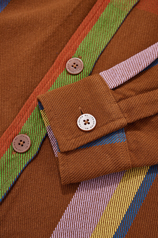 Women's Shirt with Tan Striped Pattern 6