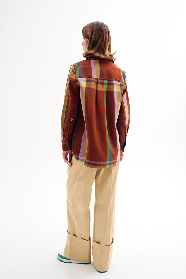 Women's Shirt with Tan Striped Pattern 2