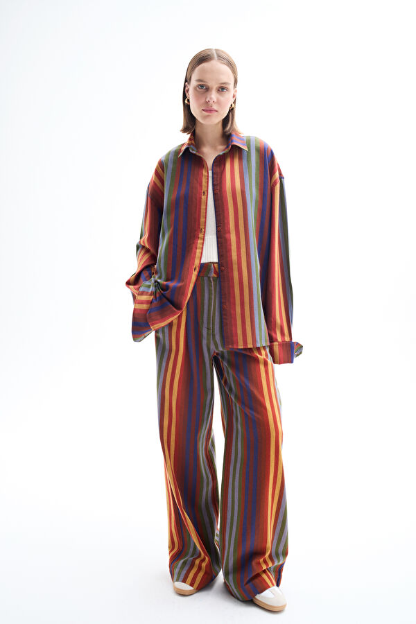 Orange Wide Leg Women's Trousers