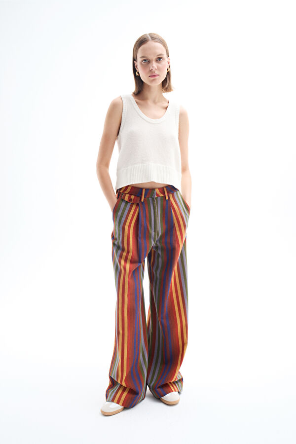 Orange Wide Leg Women's Trousers 3
