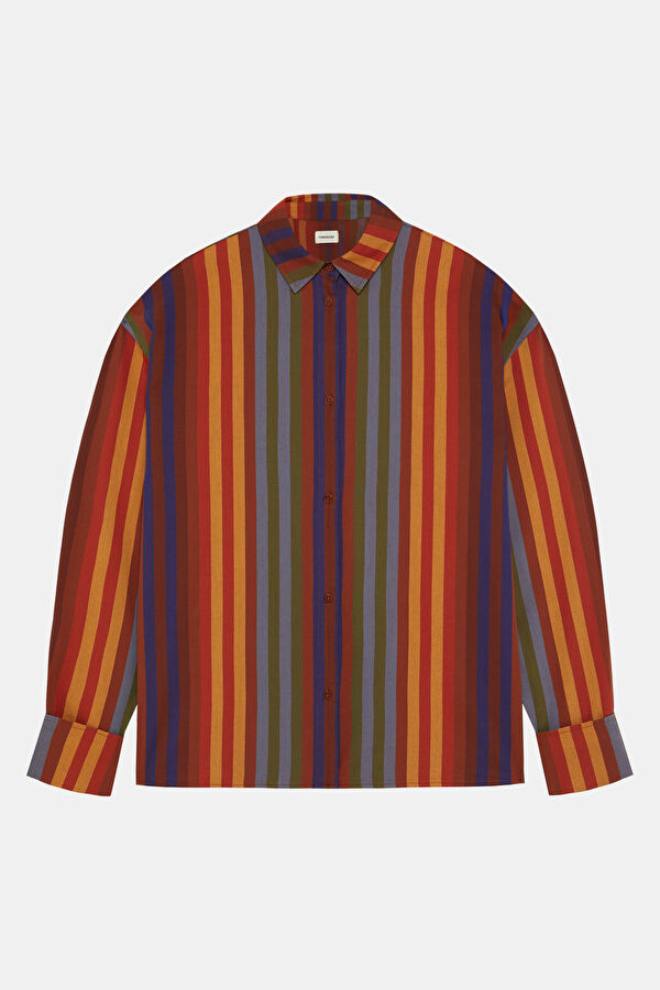 Orange Striped Pattern Women's Shirt
