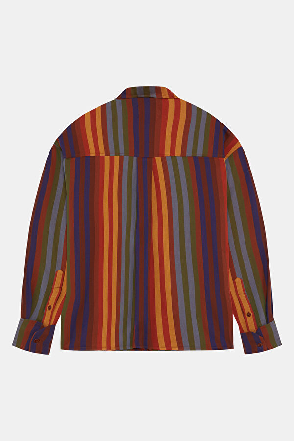 Orange Striped Pattern Women's Shirt 2