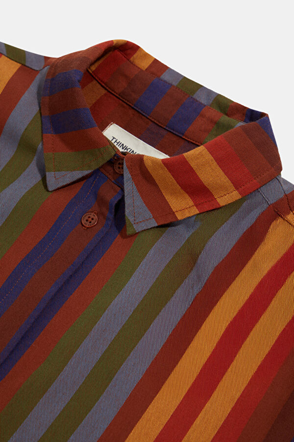 Orange Striped Pattern Women's Shirt 3