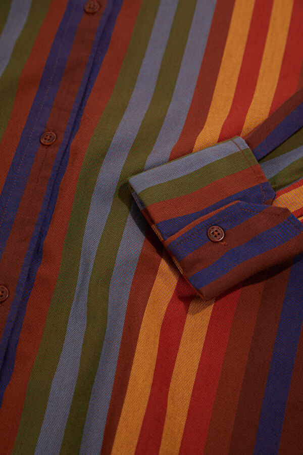 Orange Striped Pattern Women's Shirt 4