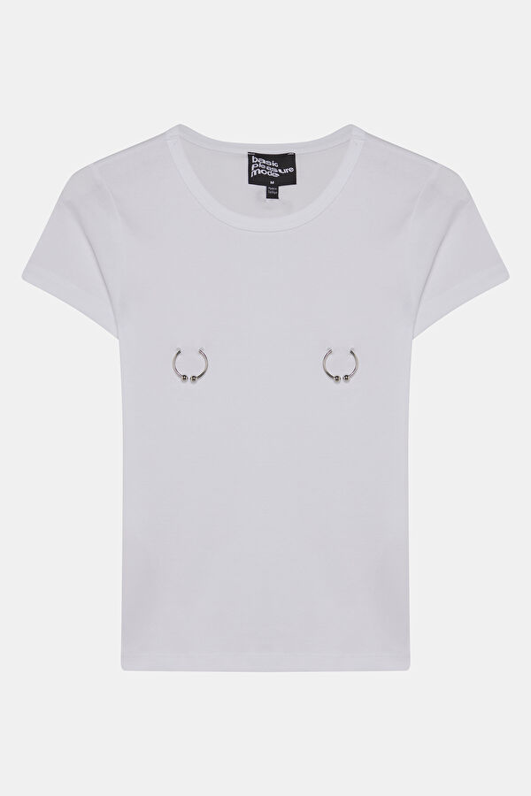 Slim Fit White Crew Neck Women's T-Shirt 3