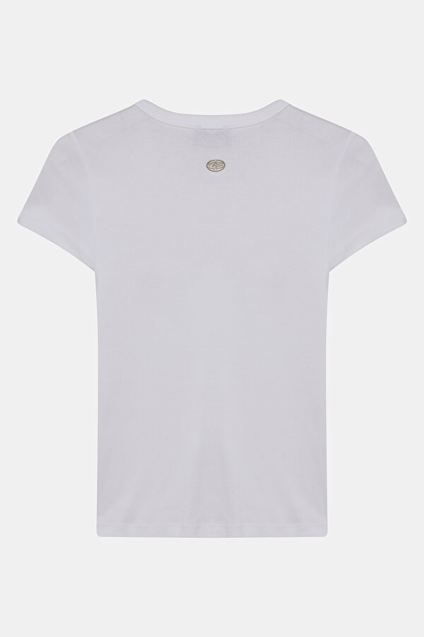 Slim Fit White Crew Neck Women's T-Shirt 4