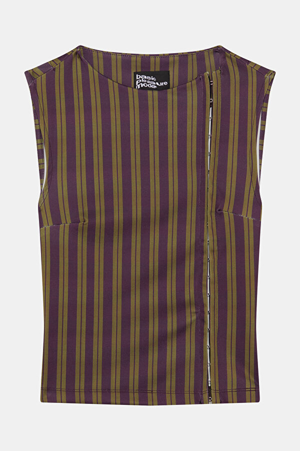 Coffee Patterned Sleeveless Women's Blouse 3