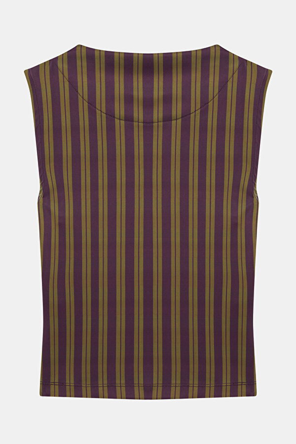 Coffee Patterned Sleeveless Women's Blouse 4