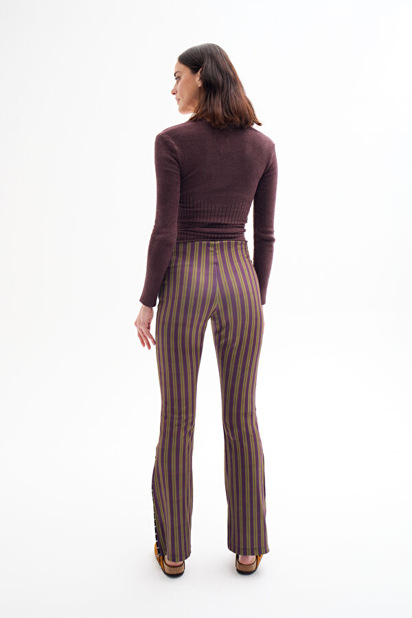 Slim Fit Coffee Straight Leg Women's Trousers 2