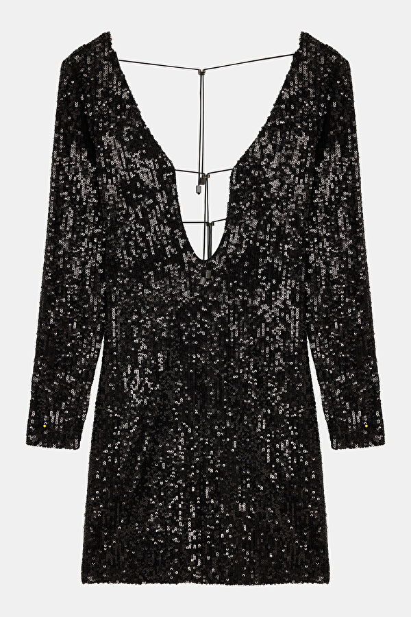 Black Sequin Short Women's Dress