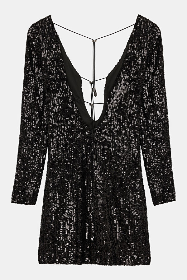 Black Sequin Short Women's Dress 2