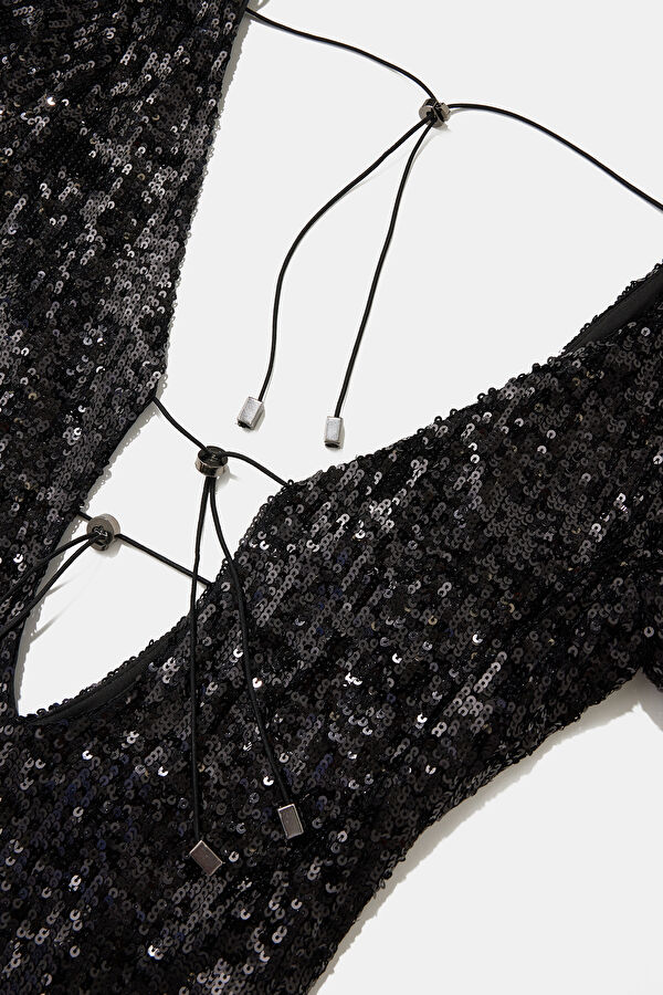 Black Sequin Short Women's Dress 3