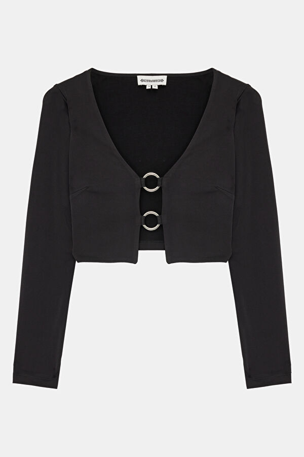 Black Long-Sleeved Women's Blouse