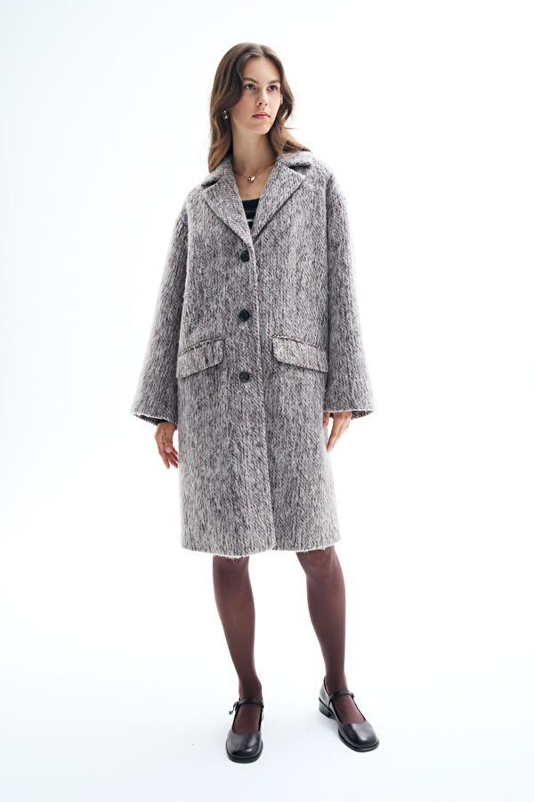 Grey Melange Women's Coat