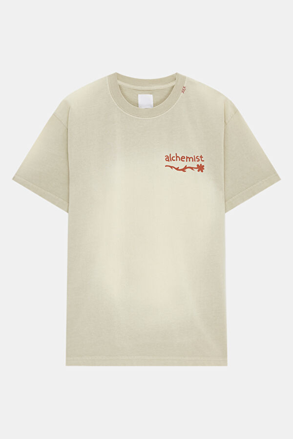 Relax Mold Cream Crew Neck Printed T-Shirt