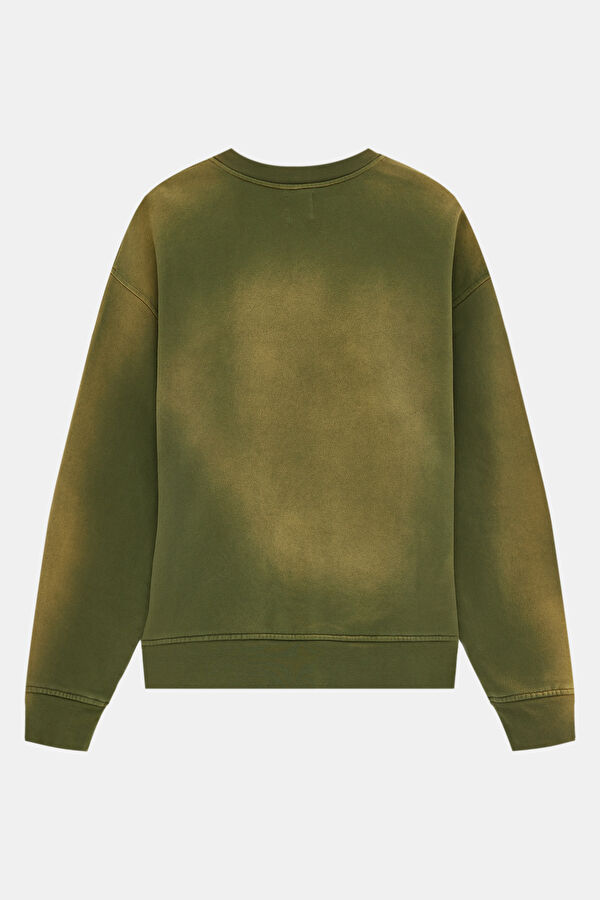 Haki Relax Kalıp Bisiklet Yaka Erkek Sweatshirt 2
