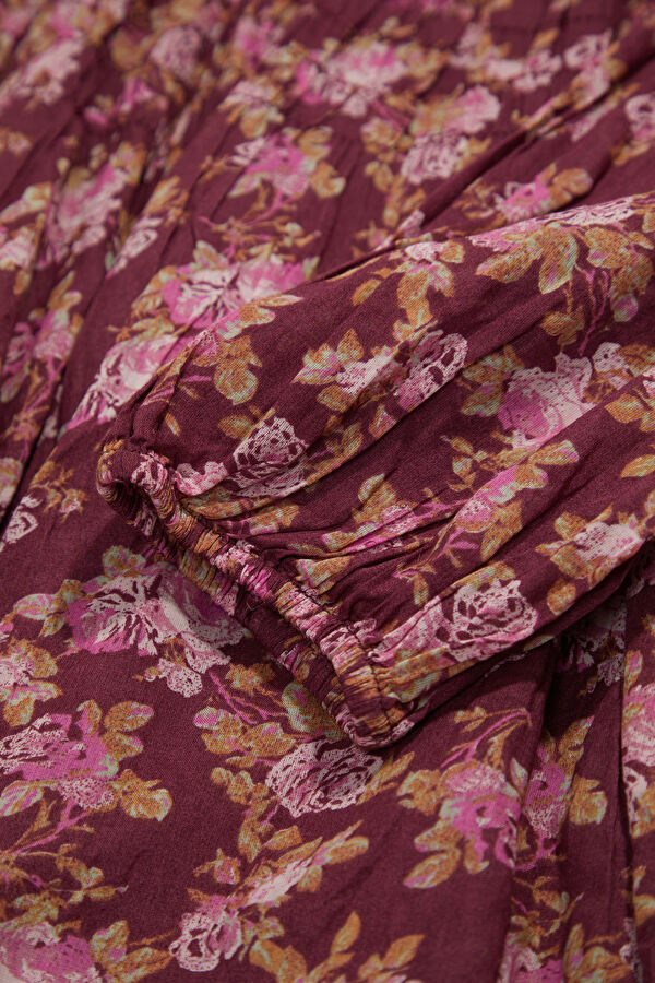 Purple Floral Pattern Mini Women's Dress 5