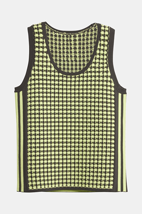Neon Sarı Desenli Triko Erkek Kazak