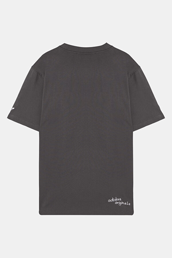 Oversize Antrasit Bisiklet Yaka Baskılı Erkek T-Shirt 2