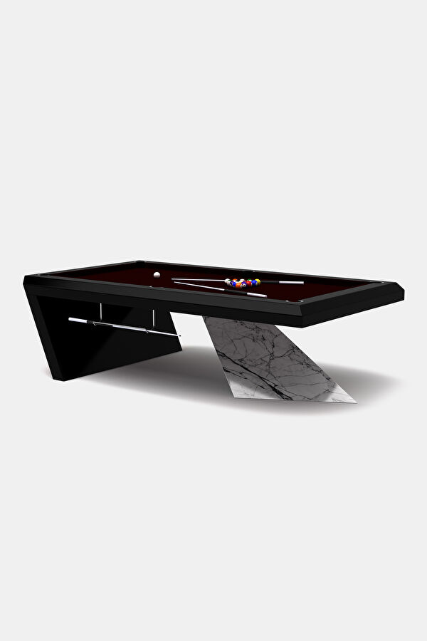 Billiard Table Set Black with Marble Legs