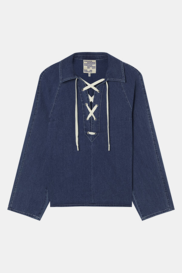Madia Blue Long-Sleeve Women's Blouse