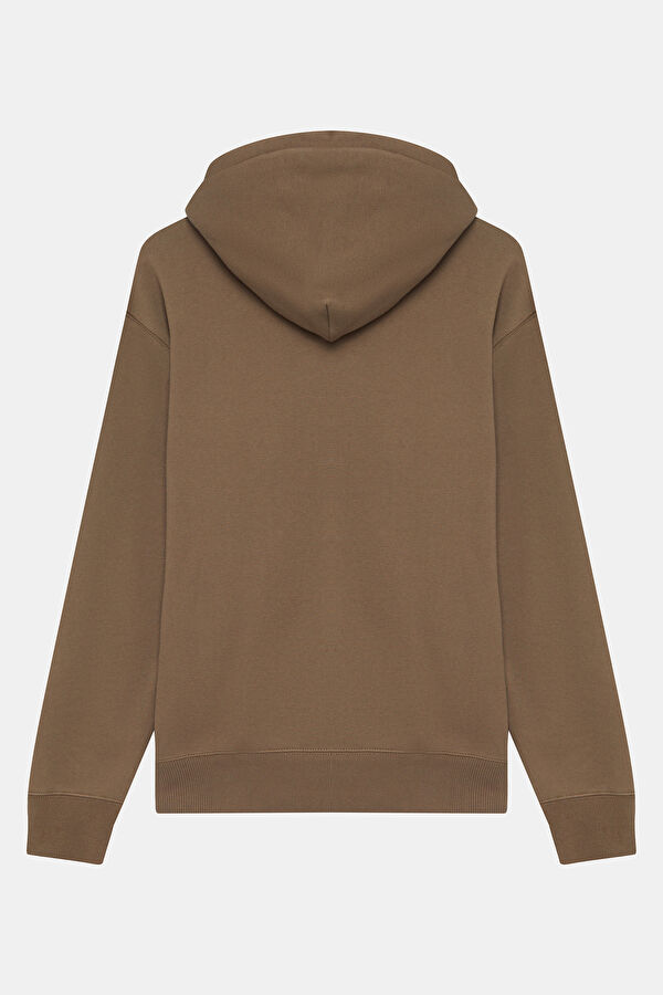 Açık Kahve Relax Kalıp Kapuşonlu Erkek Sweatshirt 2