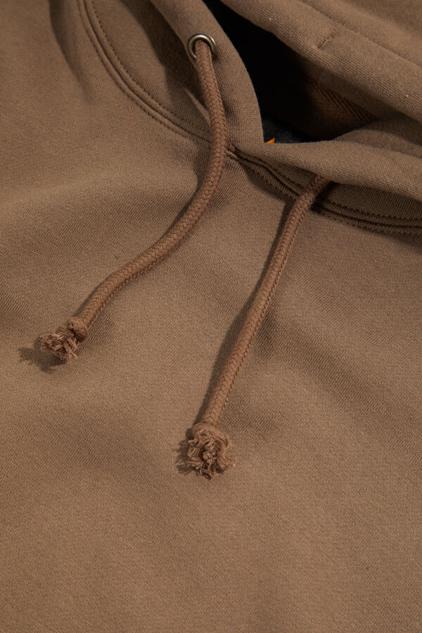 Açık Kahve Relax Kalıp Kapuşonlu Erkek Sweatshirt 3