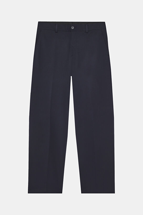 Navy Blue Skinny Leg Viscose Trousers