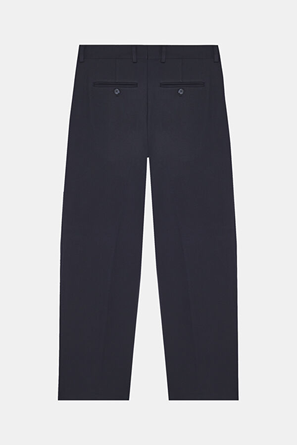Navy Blue Skinny Leg Viscose Trousers 2