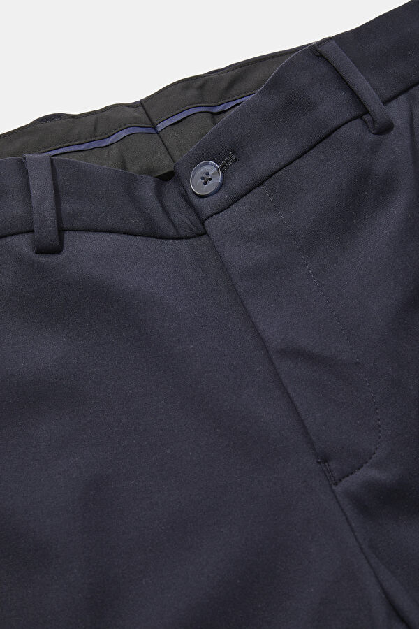 Navy Blue Skinny Leg Viscose Trousers 3