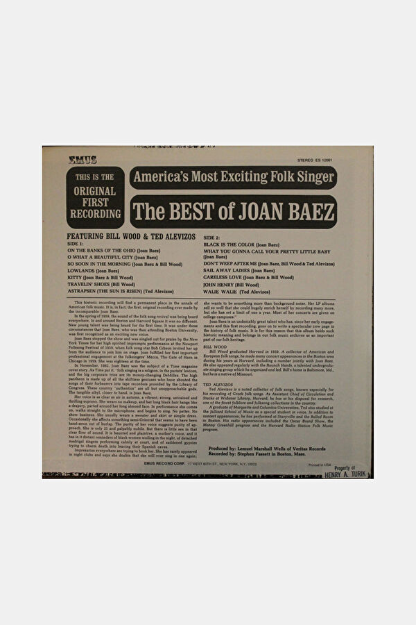 Joan Baez Featuring Bill Wood (5) & Ted Alevizos The Best Of Joan Baez 2