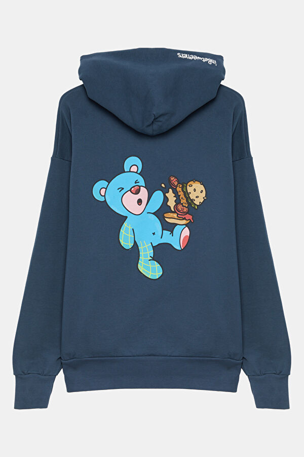 Lacivert Relax Kalıp Kapüşonlu Erkek Sweatshirt 2