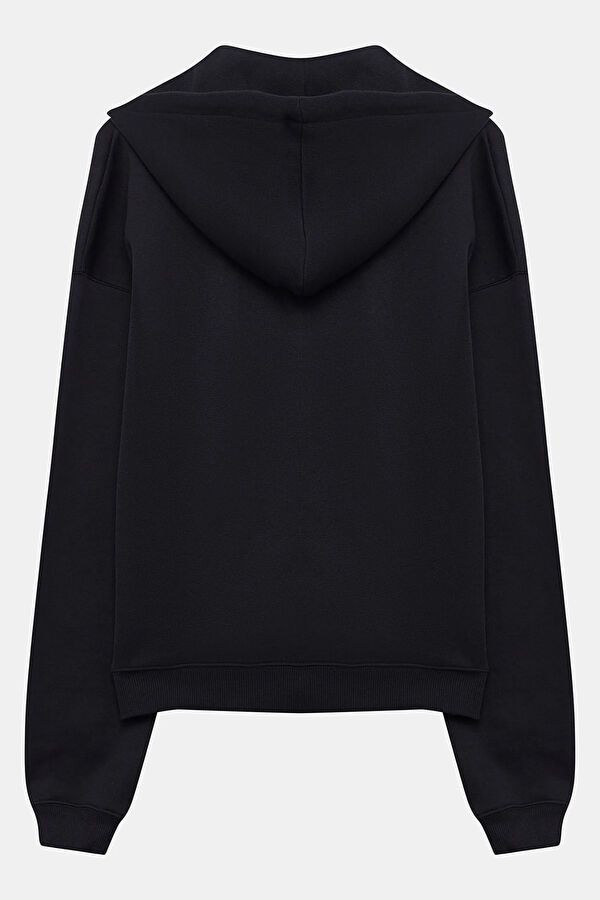 Siyah Kapuşonlu Erkek Sweatshirt 2