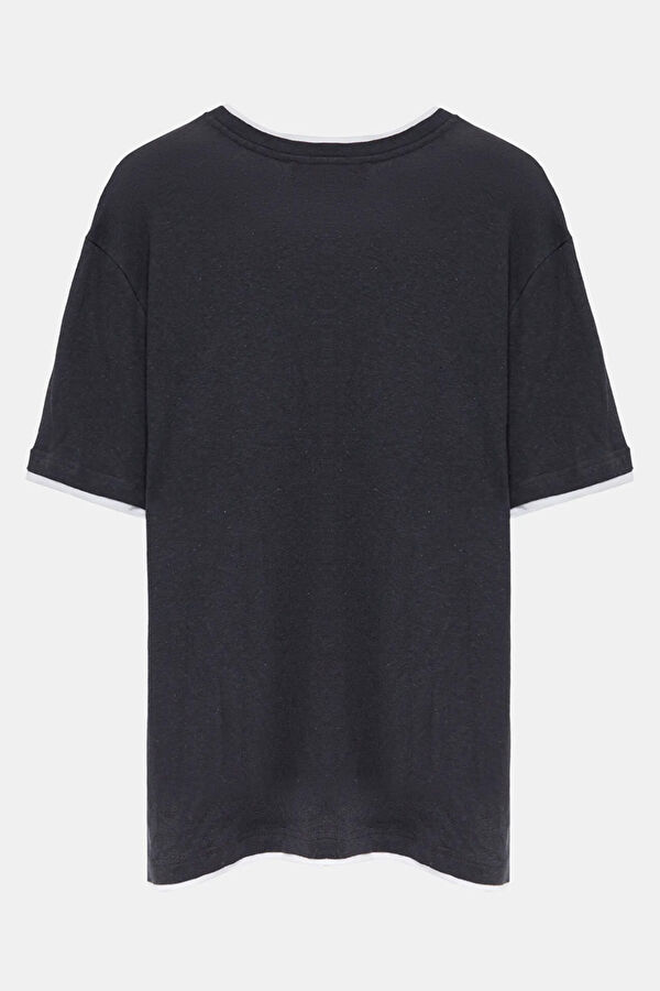 Anthracite Crew Neck Embroidered Men's T-Shirt 2
