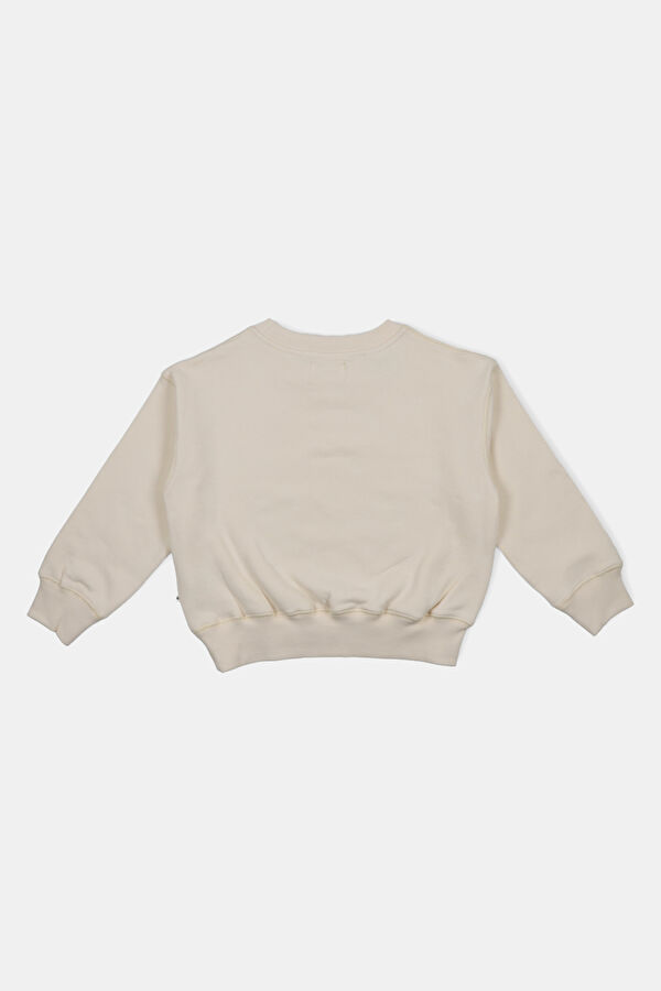 Happy Place Cream Relax Fit Crew Neck Kids Sweatshirt 2