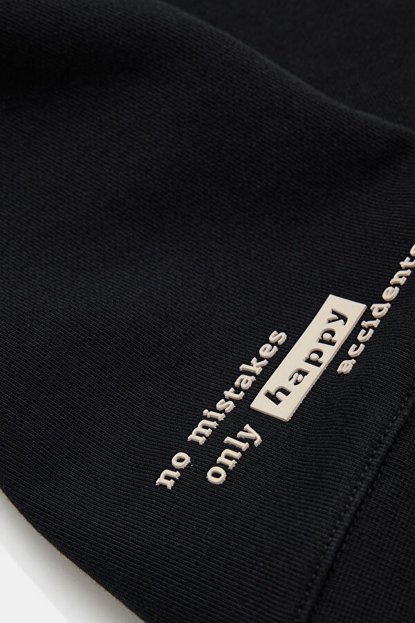 Siyah Relax Kalıp Bisiklet Yaka Erkek Sweatshirt 4