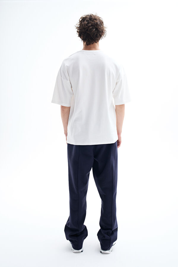 Relax Fit Off-White Crew Neck Printed Men's T-Shirt 2