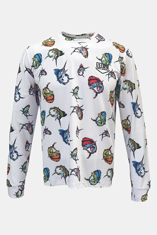 Apex Uzun Kollu Bisiklet Yaka Desenli T-Shirt