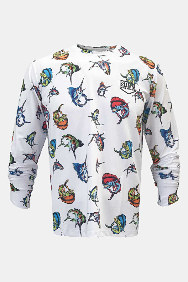 Apex Uzun Kollu Bisiklet Yaka Desenli T-Shirt 3